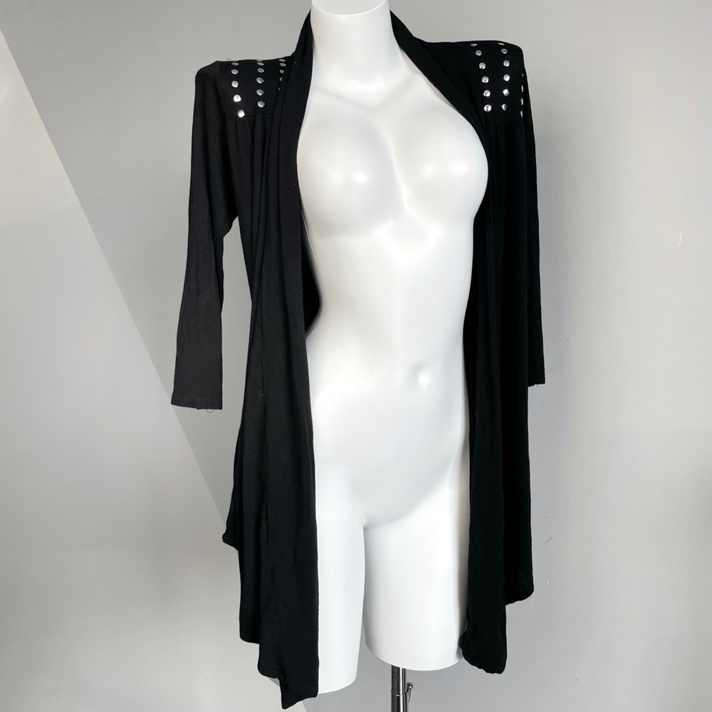 Black Punk Studded Shoulder Cardigan - Picture 2 of 4